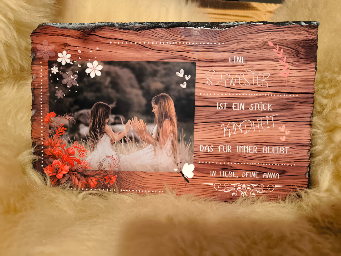 Schiefertafel mit Fotodruck