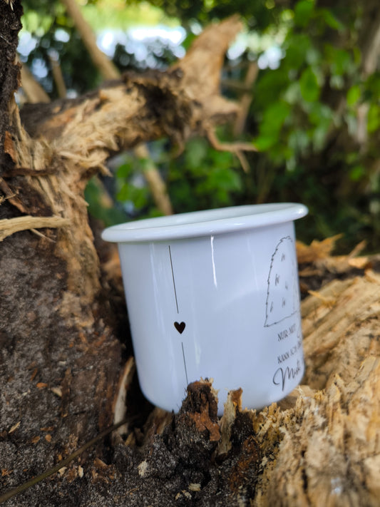 Emaille Tasse Misthaufen