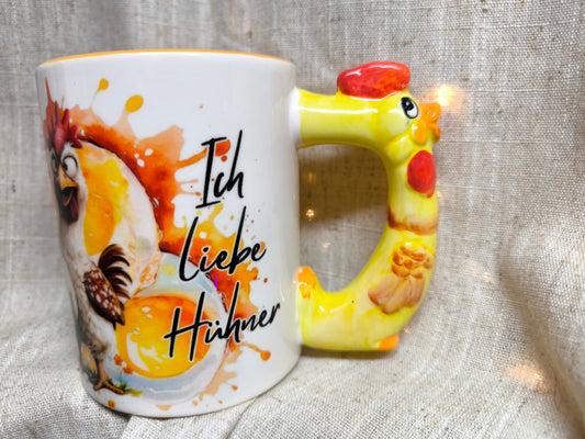 Keramik Tasse Hühner