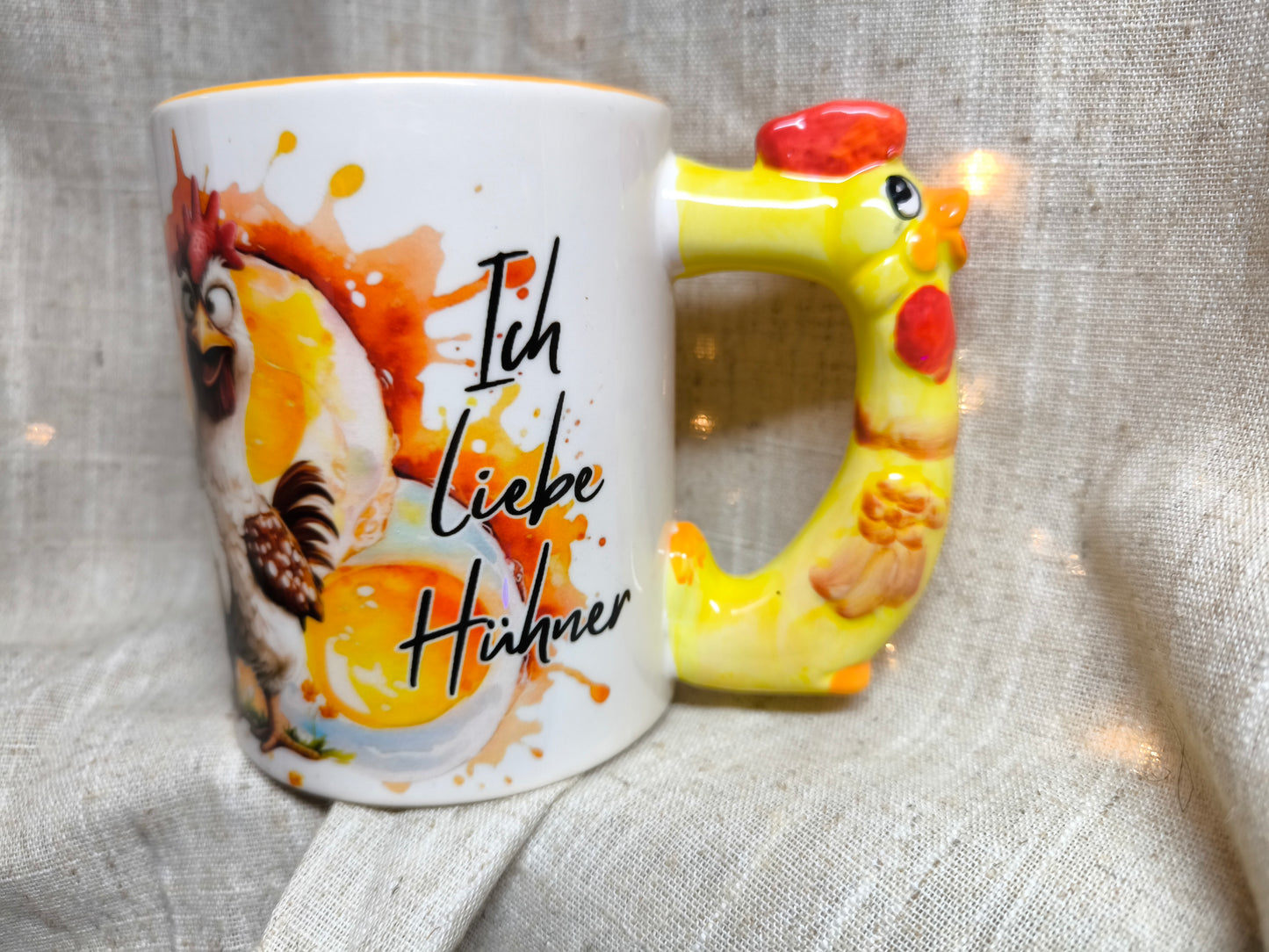 Keramik Tasse Hühner